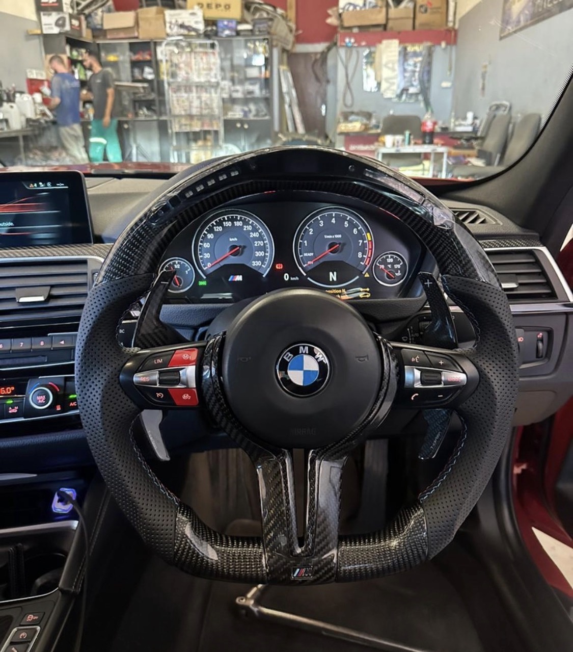 OHC Leather Carbon LED Steering Wheel